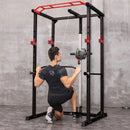 1000LBS Multi-Functional Barbell Rack Squat Power Cage With Weight Bench (SAK35822) - Saksby Wholesale - In Use