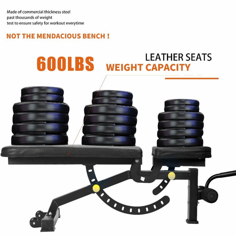 1000LBS Multi-Functional Barbell Rack Squat Power Cage With Weight Bench (SAK35822) - Saksby Wholesale - Leather Seats Weight Capacity