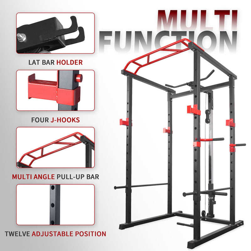 1000LBS Multi-Functional Barbell Rack Squat Power Cage With Weight Bench (SAK35822) - Saksby Wholesale - Multi-Function Excercise