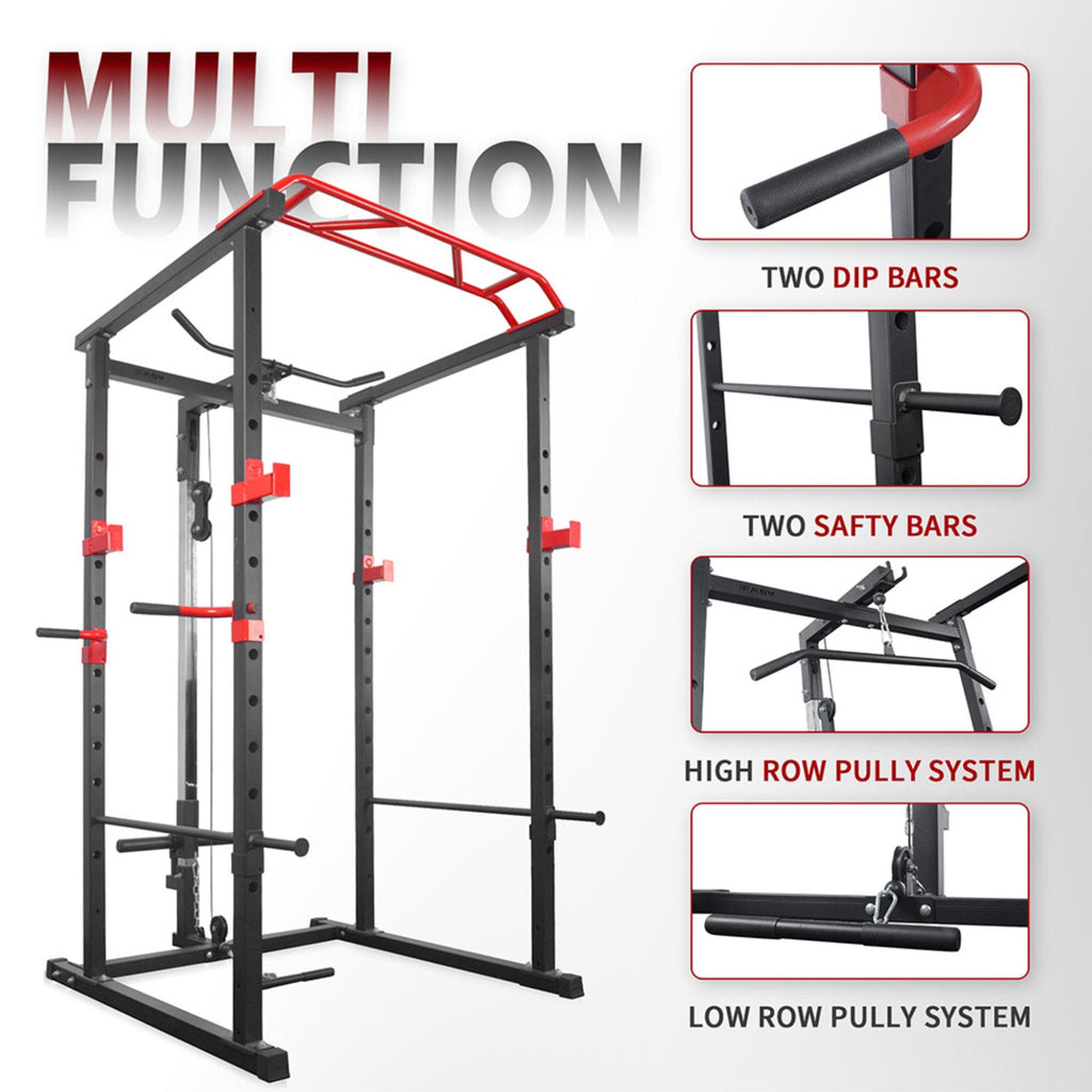 1000LBS Multi-Functional Barbell Rack Squat Power Cage With Weight Bench (SAK35822) - Saksby Wholesale - Multi-Function Feature