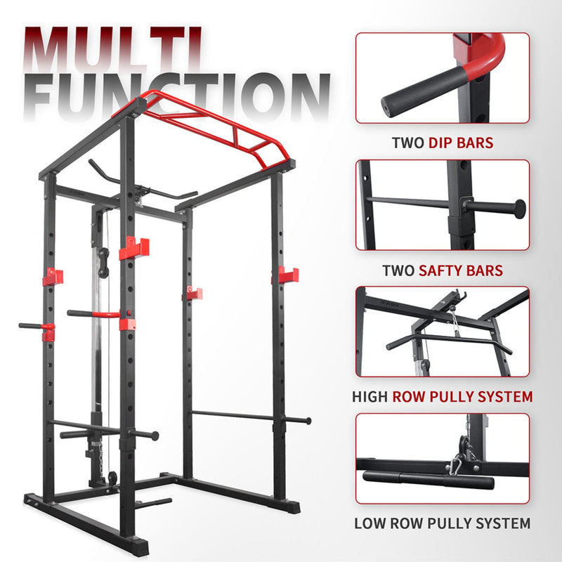 1000LBS Multi-Functional Barbell Rack Squat Power Cage With Weight Bench (SAK35822) - Saksby Wholesale - Multi-Function Feature