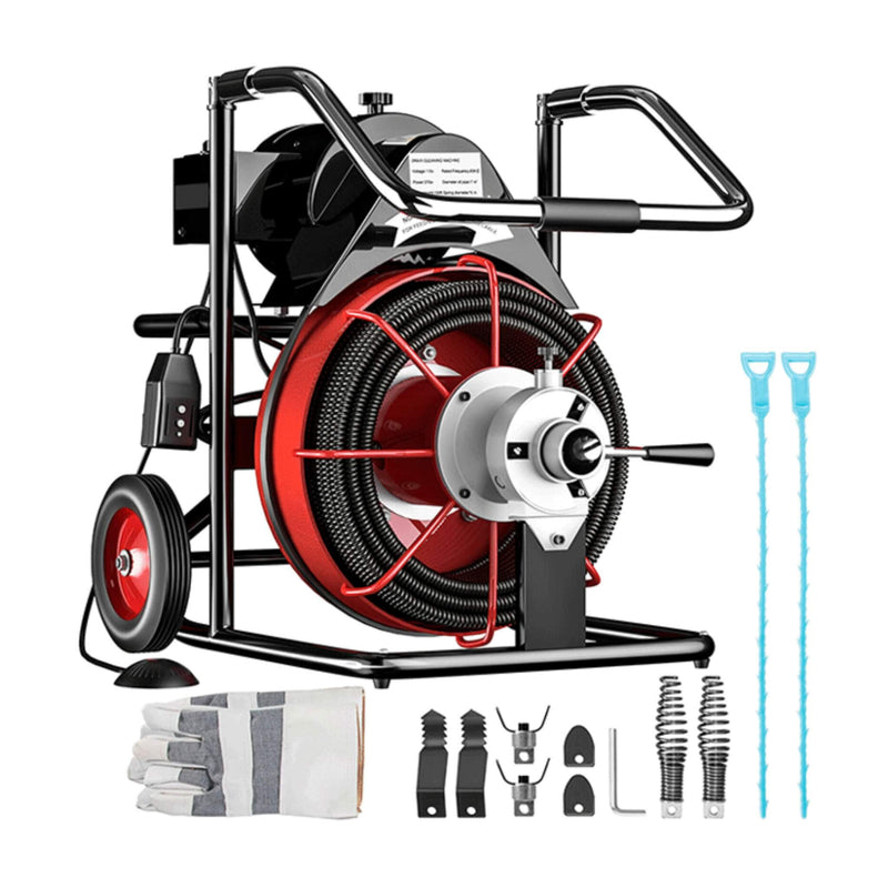 [100FT x 3/8"] Electric Sewer Drain Cleaner Snake Clog Machine W/ Cutter (SAK53785) - Saksby Wholesale - Accessories Details