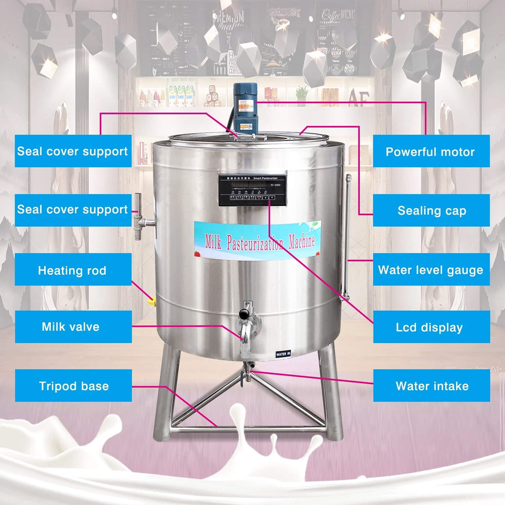 Heavy-Duty Stainless Steel Commercial Milk And Ice Cream Mix Pasteurizer Machine [Without Plug] (SAK81320)