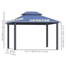 [10X12FT] Alora Hardtop Gazebo Canopy With Polycarbonate Double Roof, Netting, And Curtains (SAK15672) - Saksby Wholesale - Dimensions