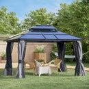 [10X12FT] Alora Hardtop Gazebo Canopy With Polycarbonate Double Roof, Netting, And Curtains (SAK15672) - Saksby Wholesale - Outdoor Lifestyle Image