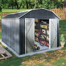 [10X12FT] Alora Outdoor Metal Garden Backyard Shed With Arch Roof And Lockable Doors (SAK57431) - Saksby Wholesale - Outdoor View