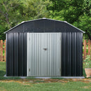 [10X12FT] Alora Outdoor Metal Garden Backyard Shed With Arch Roof And Lockable Doors (SAK57431) - Saksby Wholesale - Outdoor View