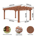 [10X12FT] Outdoor Cedar Wood Patio Pergola With Slatted Trellis Roof (SAK92150) - Saksby Wholesale - Dimensions