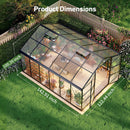 [10X12FT] Outdoor Polycarbonate Aluminum Greenhouse With UV Protection (SAK59183) - Saksby Wholesale - Dimensions