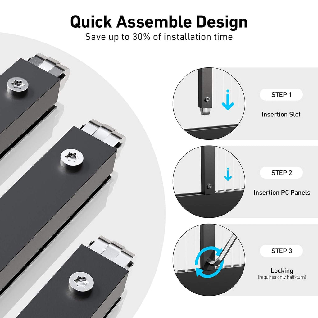[10X12FT] Outdoor Polycarbonate Aluminum Greenhouse With UV Protection (SAK59183) - Saksby Wholesale - Quick Assembly