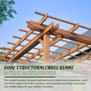 [10X12FT] Premium Extra Large Outdoor Weather-Resistant Wooden Grape Pergola (SAK16278) - Saksby Wholesale - Dual Cross Beams View