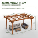 [10X12FT] Premium Extra Large Outdoor Weather-Resistant Wooden Grape Pergola (SAK16278) - Saksby Wholesale - Dimension View
