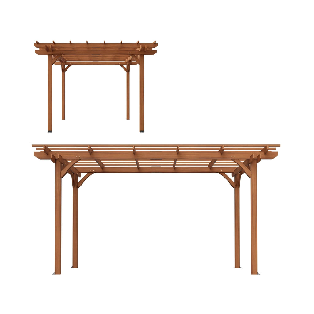 [10X12FT] Premium Extra Large Outdoor Weather-Resistant Wooden Grape Pergola (SAK16278) - Saksby Wholesale - Front View