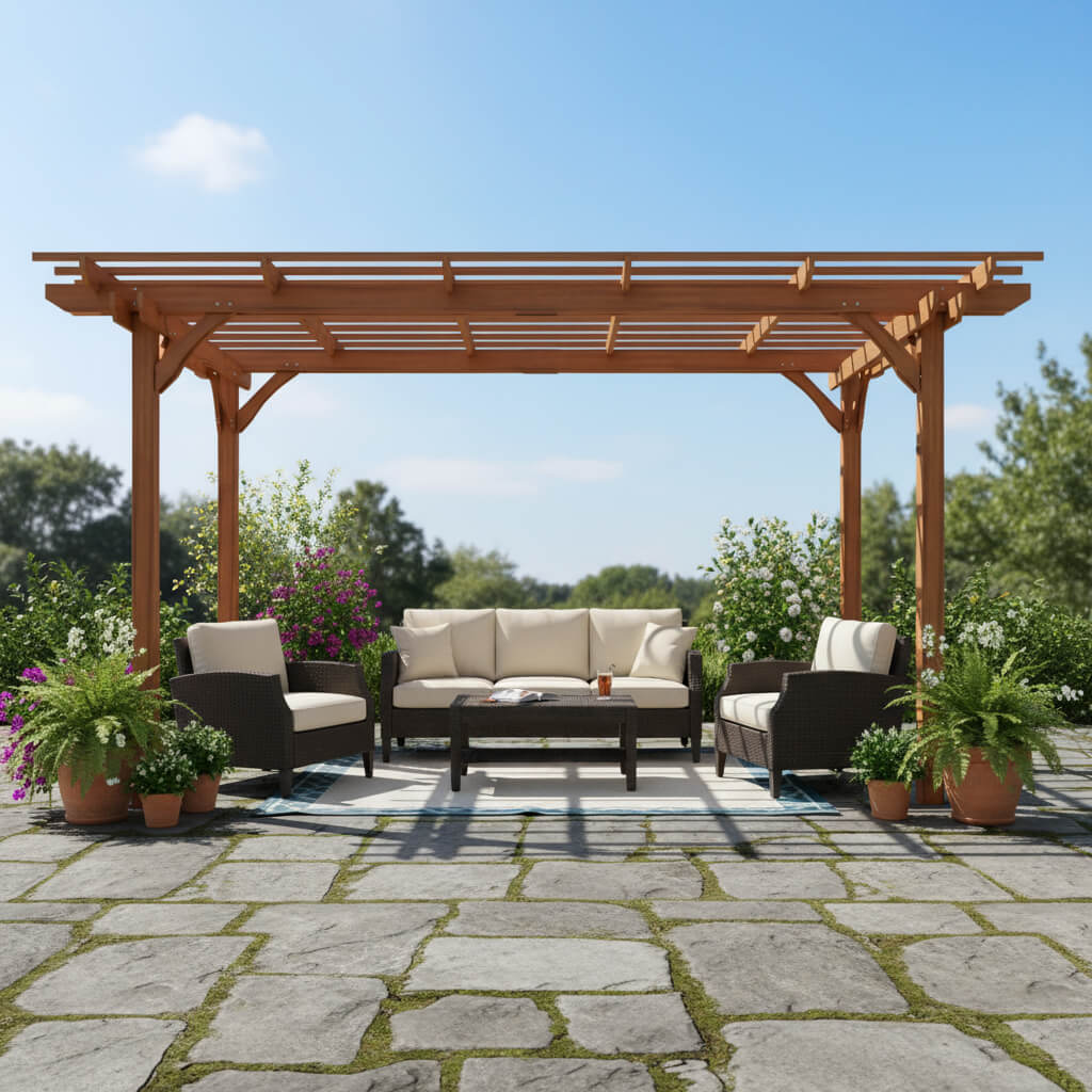 [10X12FT] Alora Premium Extra Large Outdoor Weather-Resistant Wooden Grape Pergola (SAK16278)
