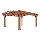 [12x14FT] Luxury Outdoor All-Season Backyard Cedar Wood Gazebo Pergola With Arched Roof And Stakes For Patios (SAK68194) SAKSBY - Full White Background View