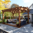 [10x12FT] Premium Outdoor All-Season Backyard Patio Cedar Wood Gazebo Pergola With Arched Roof (SAK42915)