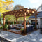 [10x12FT] Premium Outdoor All-Season Backyard Patio Cedar Wood Gazebo Pergola With Arched Roof (SAK42915)