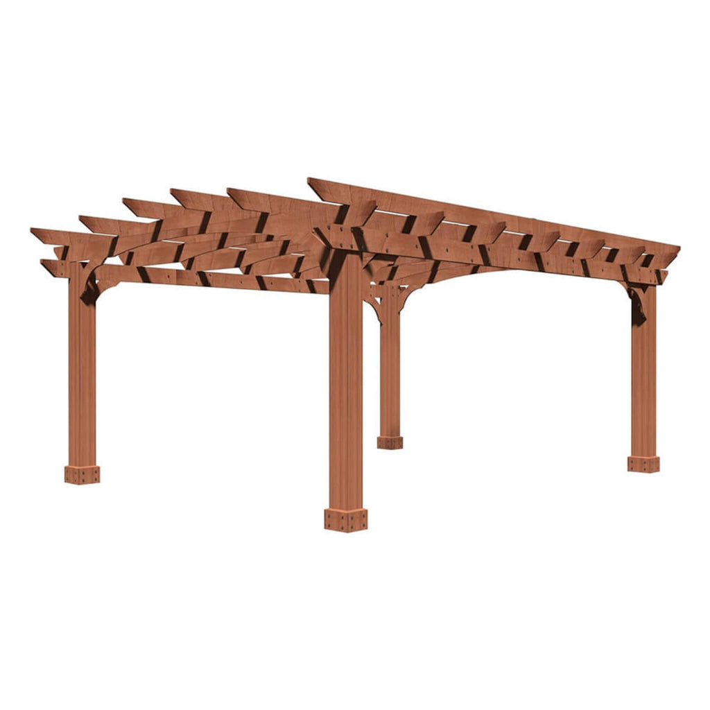 [12x14FT] Luxury Outdoor All-Season Backyard Cedar Wood Gazebo Pergola With Arched Roof And Stakes For Patios (SAK68194) SAKSBY - Full White Background View