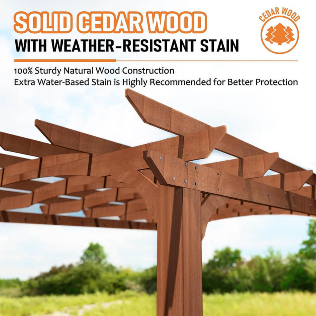 [10x12FT] Premium Outdoor All-Season Backyard Patio Cedar Wood Gazebo Pergola With Arched Roof (SAK42915) SAKSBY - Solid Cedar Wood View