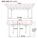 [12x14FT] Luxury Outdoor All-Season Backyard Cedar Wood Gazebo Pergola With Arched Roof And Stakes For Patios (SAK68194)