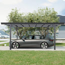 [10X16FT] Heavy Duty Outdoor Driveway Pergola With Aluminum Alloy Frame And Polycarbonate Panels (SAK47395) - Saksby Wholesale - Garage Left View