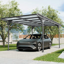[10X16FT] Heavy Duty Outdoor Driveway Pergola With Aluminum Alloy Frame And Polycarbonate Panels (SAK47395) - Saksby Wholesale - Garage View