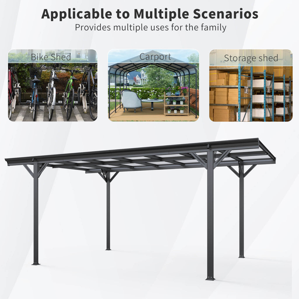 [10X16FT] Heavy Duty Outdoor Driveway Pergola With Aluminum Alloy Frame And Polycarbonate Panels (SAK47395) - Saksby Wholesale - Places View