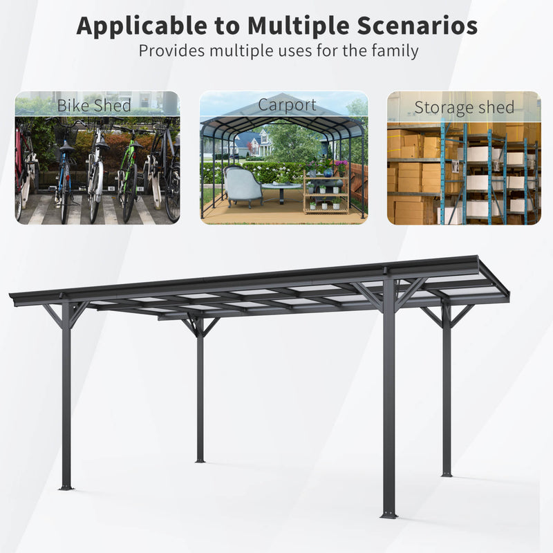 [10X16FT] Heavy Duty Outdoor Driveway Pergola With Aluminum Alloy Frame And Polycarbonate Panels (SAK47395) - Saksby Wholesale - Places View