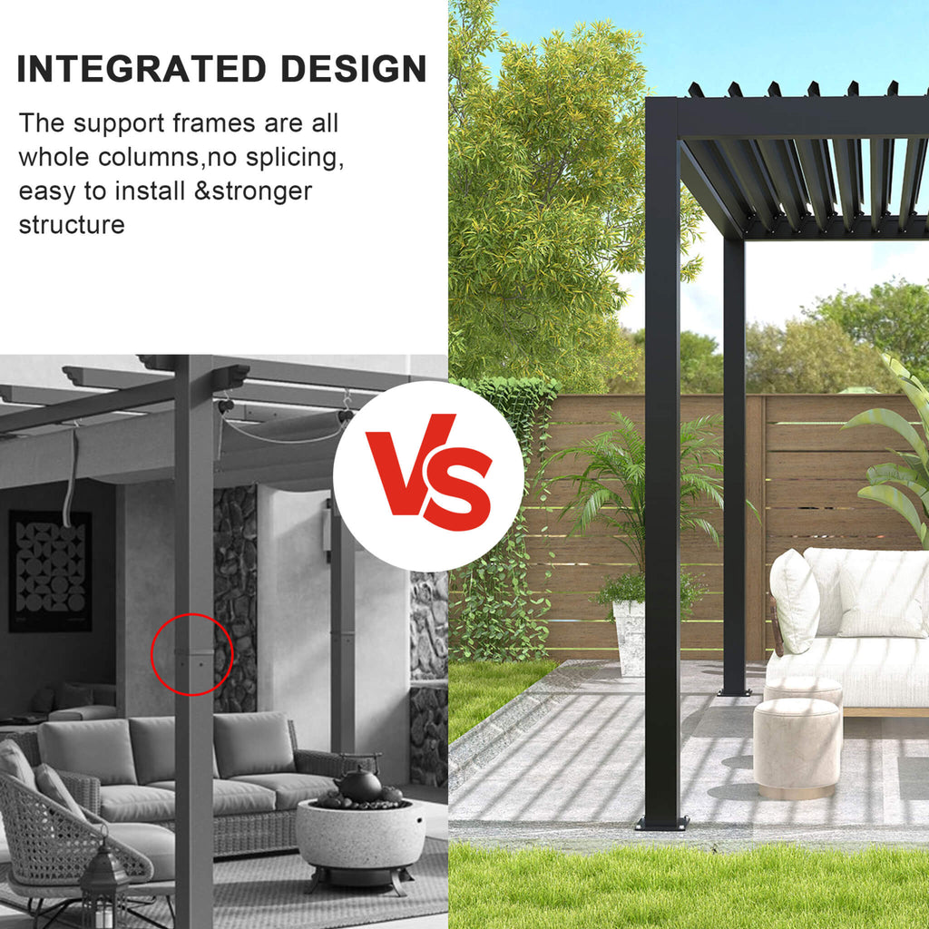[10X19FT] Alora Modern Durable All-Weather Outdoor Pergola With Aluminum Frame And Steel Louvers (SAK32691) - Saksby Wholesale - Design View