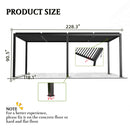 
[10X19FT] Alora Modern Durable All-Weather Outdoor Pergola With Aluminum Frame And Steel Louvers (SAK32691) - Saksby Wholesale - Dimension View