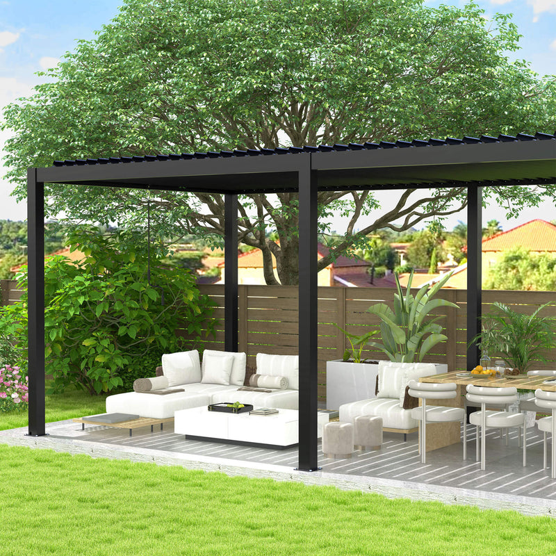 [10X19FT] Alora Modern Durable All-Weather Outdoor Pergola With Aluminum Frame And Steel Louvers (SAK32691) - Saksby Wholesale - Outside View
