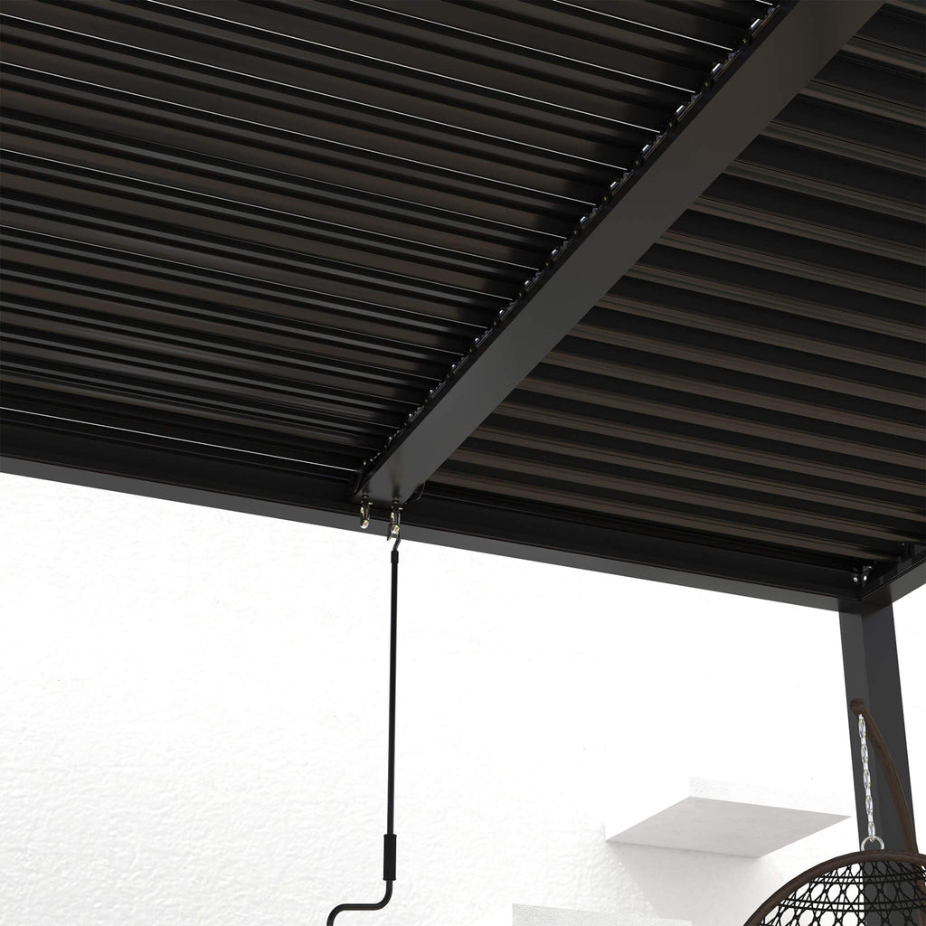 [10X19FT] Premium Powder-Coated Aluminum Pergola With Adjustable Louvers (SAK78345) - Saksby Wholesale - Bottom View