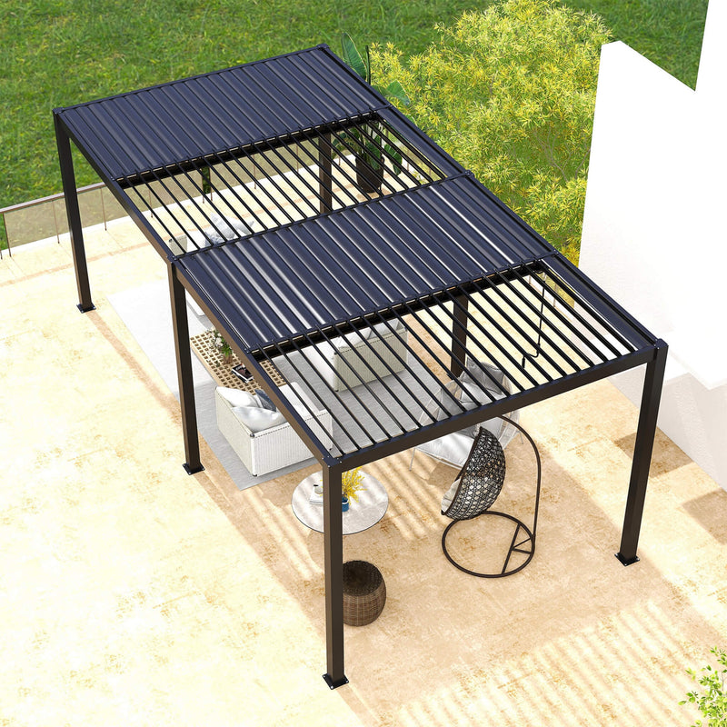 [10X19FT] Premium Powder-Coated Aluminum Pergola With Adjustable Louvers (SAK78345) - Saksby Wholesale - Lifestyle