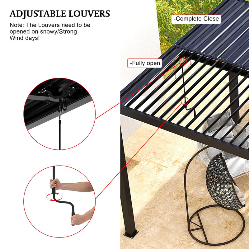 [10X19FT] Premium Powder-Coated Aluminum Pergola With Adjustable Louvers (SAK78345) - Saksby Wholesale - Louvers Details