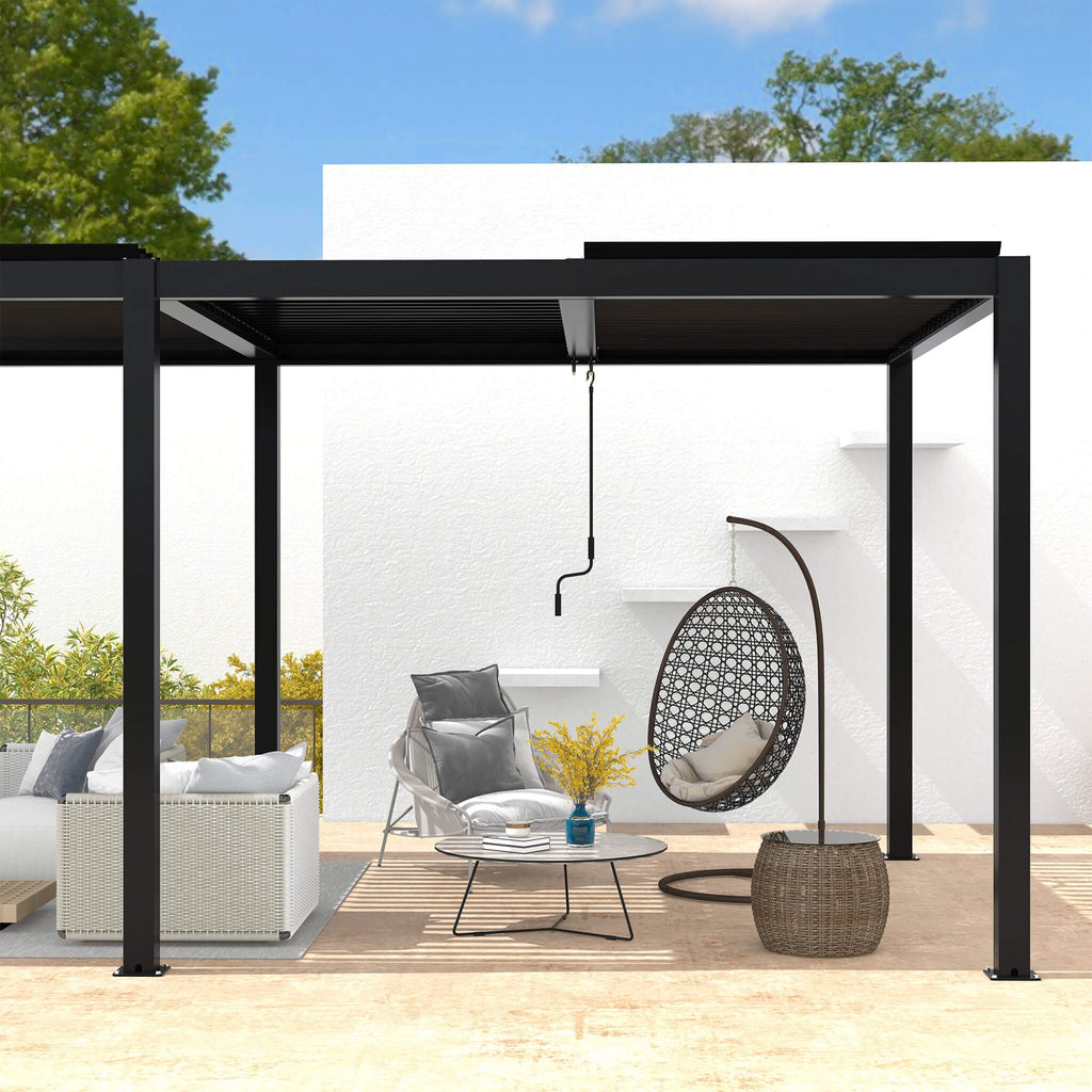 [10X19FT] Premium Powder-Coated Aluminum Pergola With Adjustable Louvers (SAK78345) - Saksby Wholesale - Outdoor Lifestyle