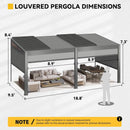[10X20FT] Luxury Wall-Mounted Louvered Pergola With Pull-Down Screens (SAK91537) - Saksby Wholesale - Dimensions