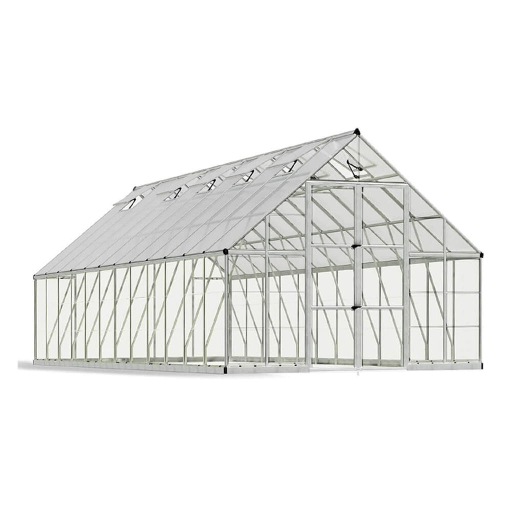 [10x24FT] Premium Heavy-Duty Polycarbonate Walk-In Greenhouse W/ Aluminum Frame & Built-In Gutter System (SAK58472) SAKSBY - Front Right Corner View