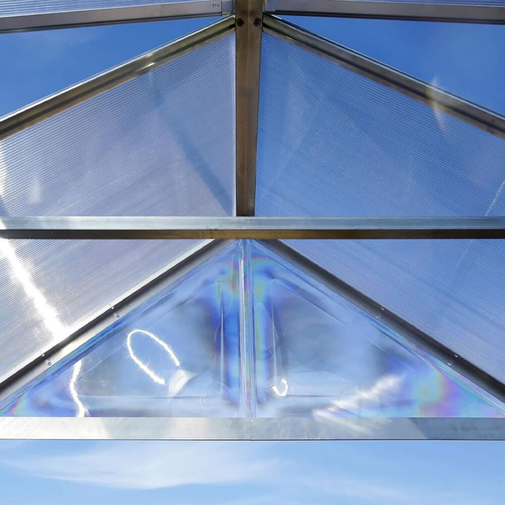 [10x24FT] Premium Heavy-Duty Polycarbonate Walk-In Greenhouse W/ Aluminum Frame & Built-In Gutter System (SAK58472) SAKSBY - Triangle Support View