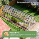 [10X28FT] Heavy-Duty Outdoor Aluminum Polycarbonate Greenhouse With Roof Vents And Swing Doors, 4MM (SAK24618) - Saksby Wholesale - Dimensions
