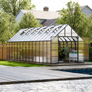 [10X28FT] Heavy-Duty Outdoor Aluminum Polycarbonate Greenhouse With Roof Vents And Swing Doors, 4MM (SAK24618) - Saksby Wholesale - Front Right View In Summer