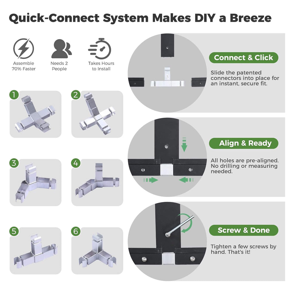 [10X28FT] Heavy-Duty Outdoor Aluminum Polycarbonate Greenhouse With Roof Vents And Swing Doors, 4MM (SAK24618) - Saksby Wholesale - Quick Connect System