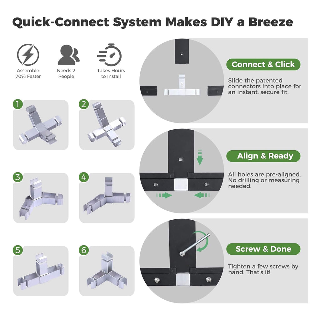 [10X32FT] Heavy-Duty Outdoor Aluminum Polycarbonate Greenhouse With Roof Vents And Swing Doors, 4MM (SAK10483) - Saksby Wholesale - Quick Connect System