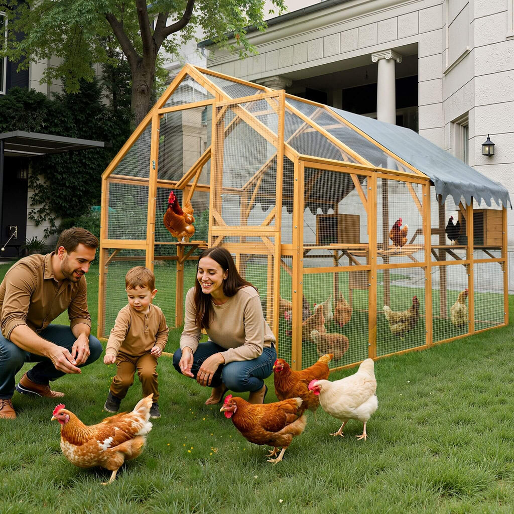 110-Inch Large Outdoor Kitten Playpen Chicken Coop With Waterproof Cover (SAK15370) - Saksby Wholesale - OUtdoor Lifestyle