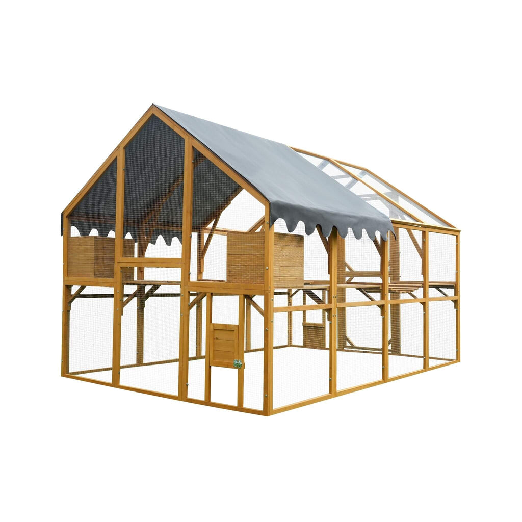 110-Inch Large Outdoor Kitten Playpen Chicken Coop With Waterproof Cover (SAK15370) - Saksby Wholesale - Front Side View