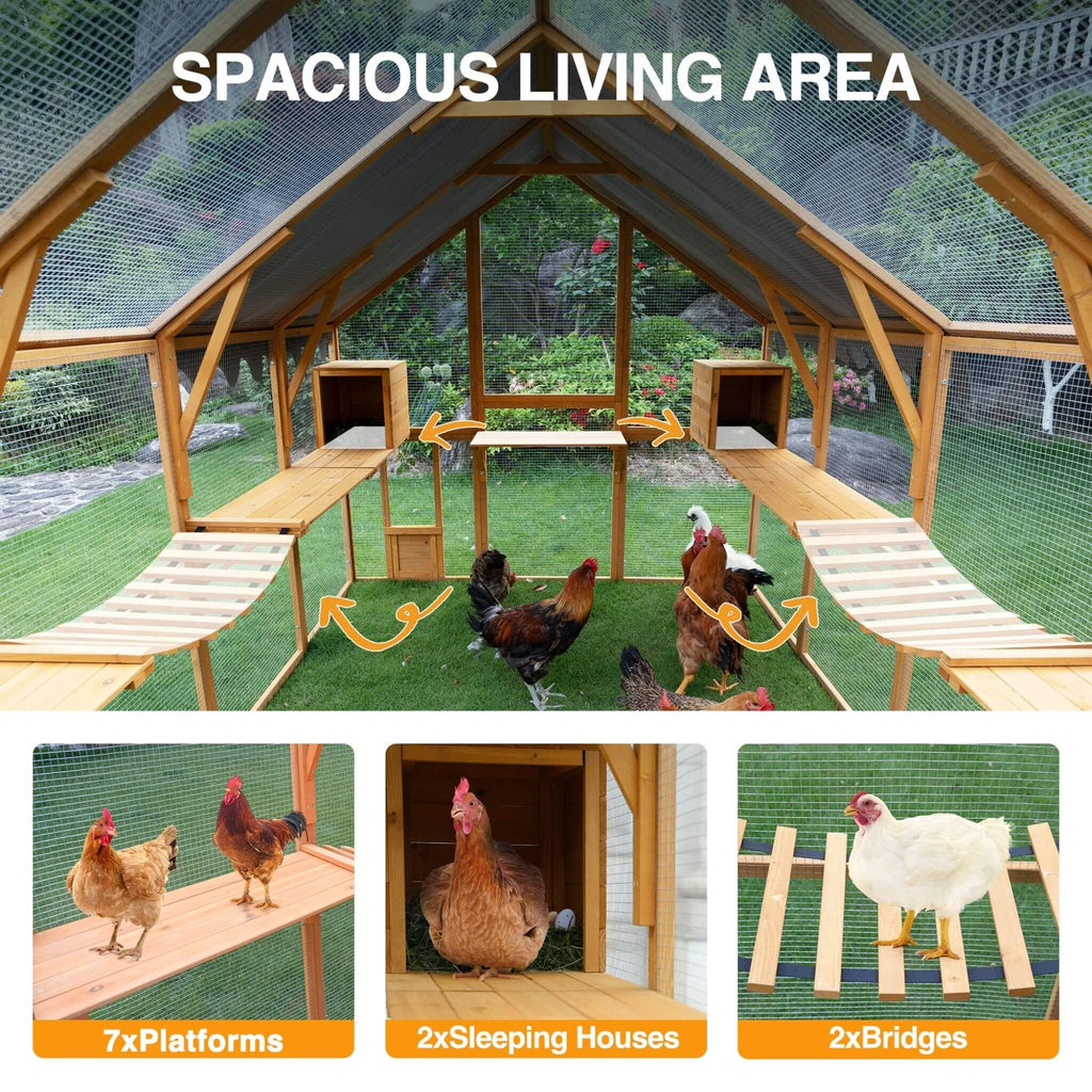 110-Inch Large Outdoor Kitten Playpen Chicken Coop With Waterproof Cover (SAK15370) - Saksby Wholesale - Spacious Living Area