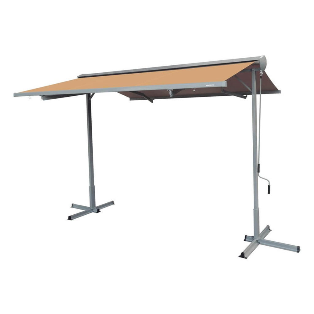11FTx10FT Advaning FS Series Freestanding Dual Deploying Manual Retractable Awning (Sak62975)  -Saksby Wholesale - Canvas Umber Front View Fs1110 