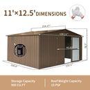 [11X12FT] Outdoor Backyard Storage Metal Shed With Galvanized Steel Frame, Windows, And Lockable Doors (SAK60167) - Saksby Wholesale - Dimensions