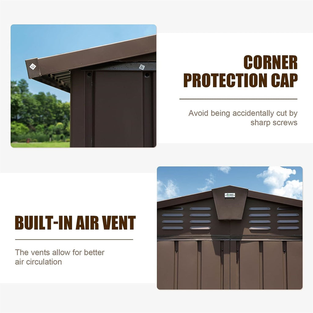 [11X12FT] Outdoor Backyard Storage Metal Shed With Galvanized Steel Frame, Windows, And Lockable Doors (SAK60167) - Saksby Wholesale - Features