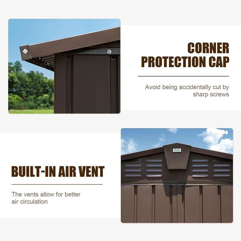 [11X12FT] Outdoor Backyard Storage Metal Shed With Galvanized Steel Frame, Windows, And Lockable Doors (SAK60167) - Saksby Wholesale - Features
