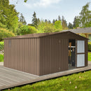 [11X12FT] Outdoor Backyard Storage Metal Shed With Galvanized Steel Frame, Windows, And Lockable Doors (SAK60167) - Saksby Wholesale - Lifestyle